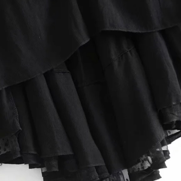 Black Boho Mesh Polka Dot Halter Mini Dress - Picture 6 of 6